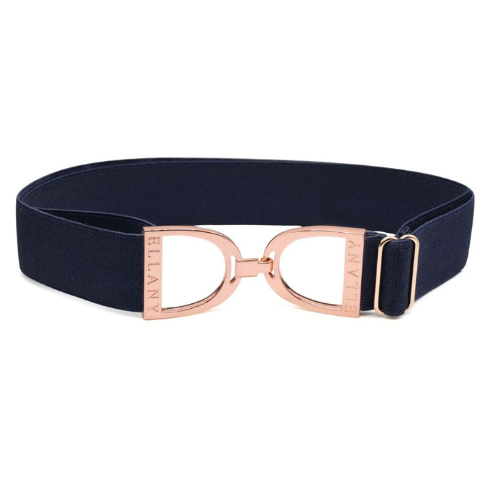 ELLANY 1.5" Rose Gold Stirrup Navy Belt