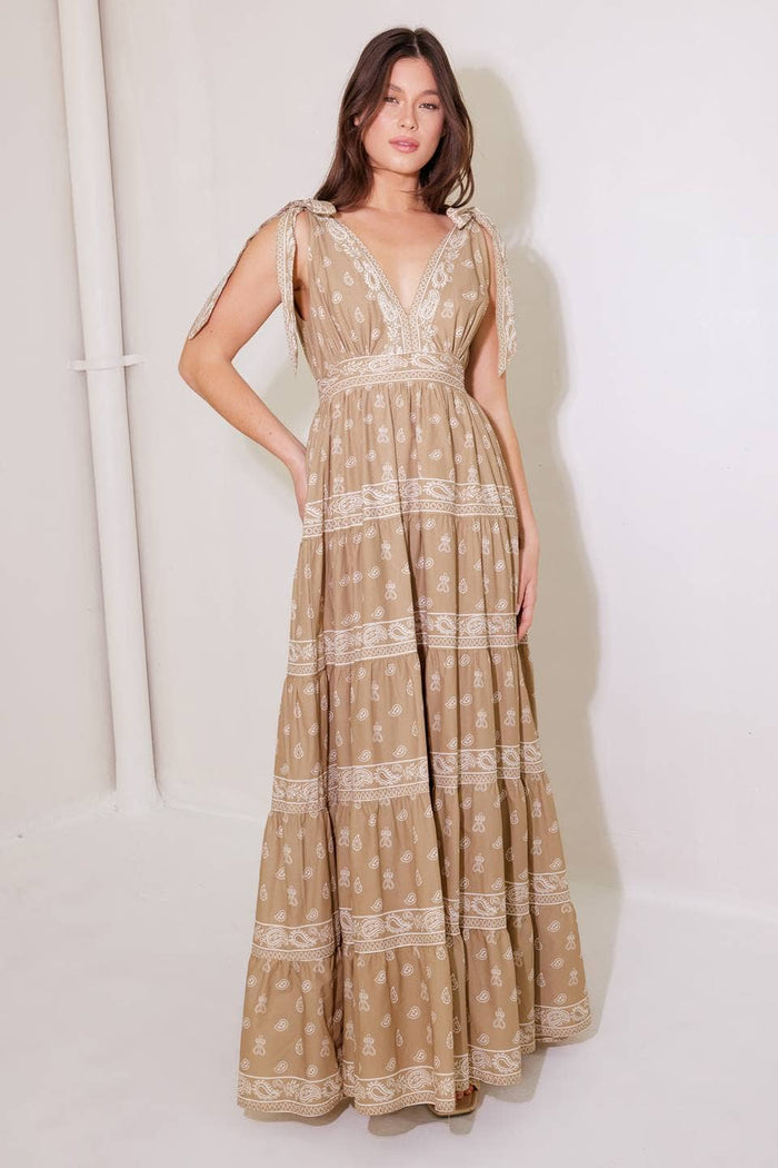 Embroidered Tiered Maxi Dress