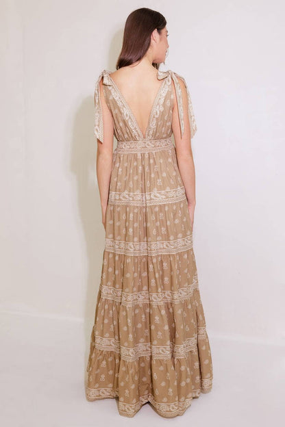 Embroidered Tiered Maxi Dress