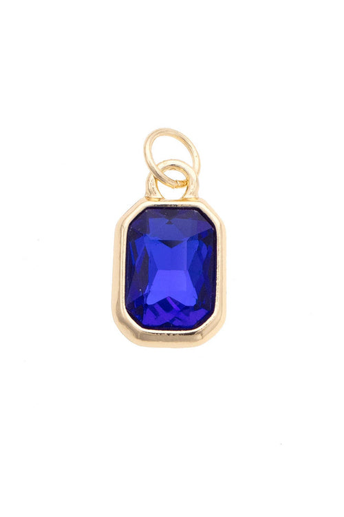 Emerald Cut Rhinestone Charm in Blue