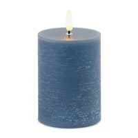 Wax blue Fia LED flameless candle 3 x 4 inch for transitional home decor from Magnolias Home Decor