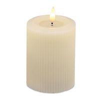 Wax cream stripe Fia LED flameless candle 3 x 4 inch with timer for transitional home decor from Magnolias Home Decor