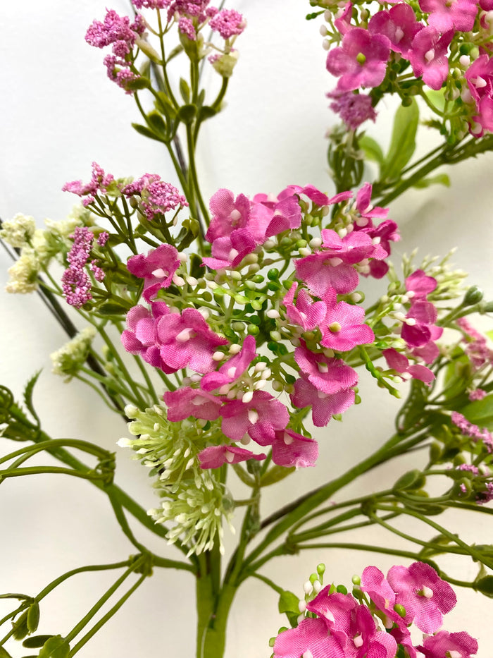 Fuchsia Lilac Mixed Blooms Pick