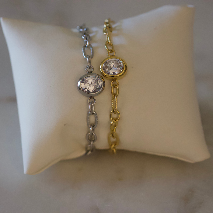 Gold Maren Crystal Link Bracelet Water Resistant Non Tarnish