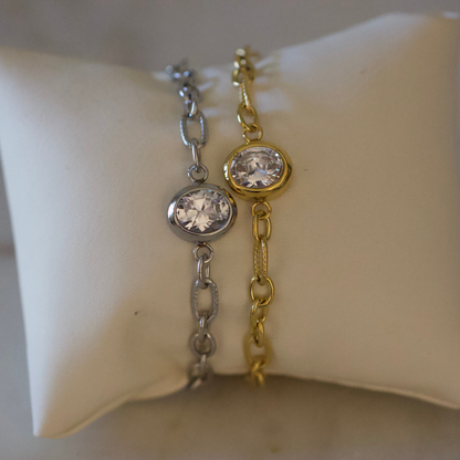 Gold Maren Crystal Link Bracelet Water Resistant Non Tarnish