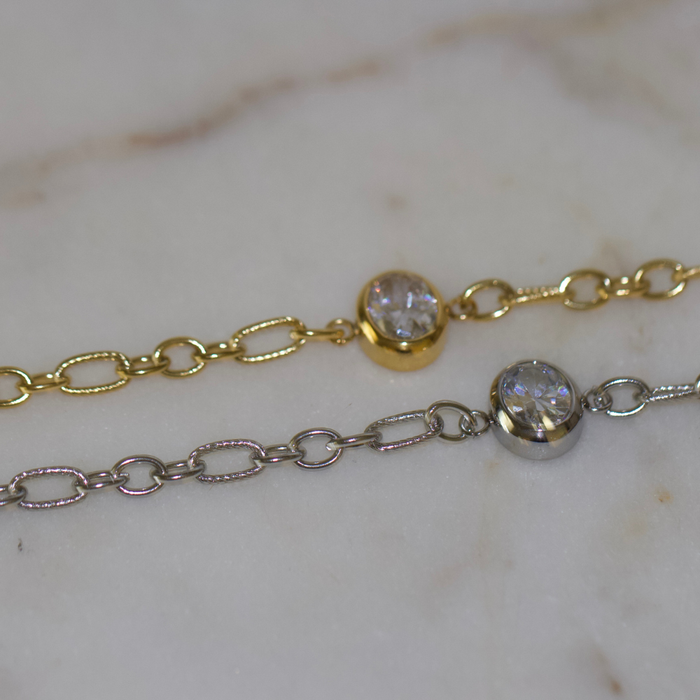 Gold Maren Crystal Link Bracelet Water Resistant Non Tarnish