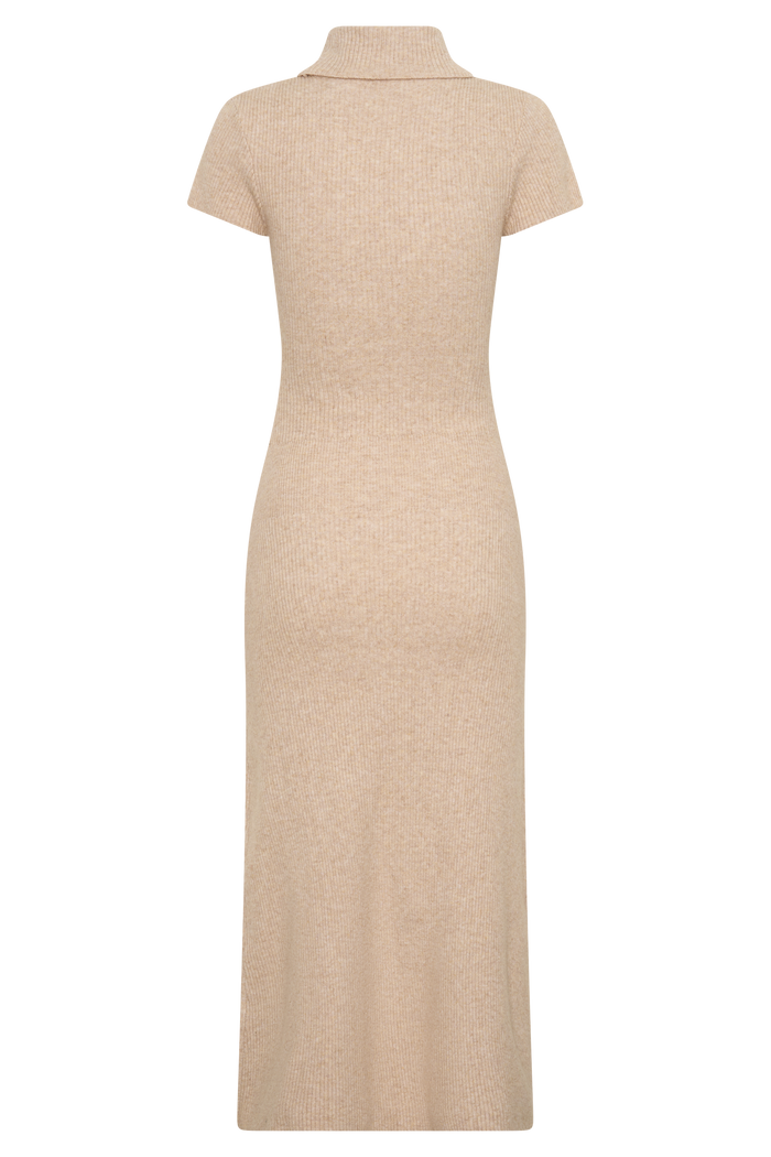 Goldie High Neck Knit Midi Dress - Camel