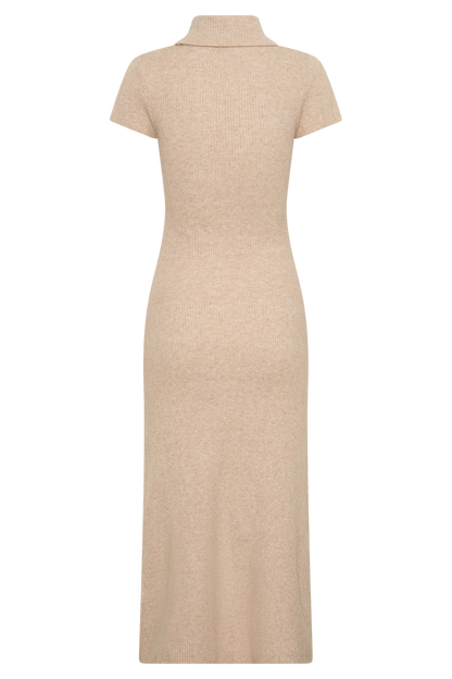 Goldie High Neck Knit Midi Dress - Camel