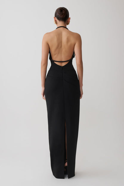 Gracie Halter Maxi Dress - Black