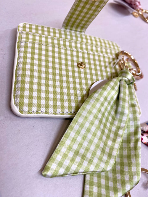 Green Gingham Card Wallet