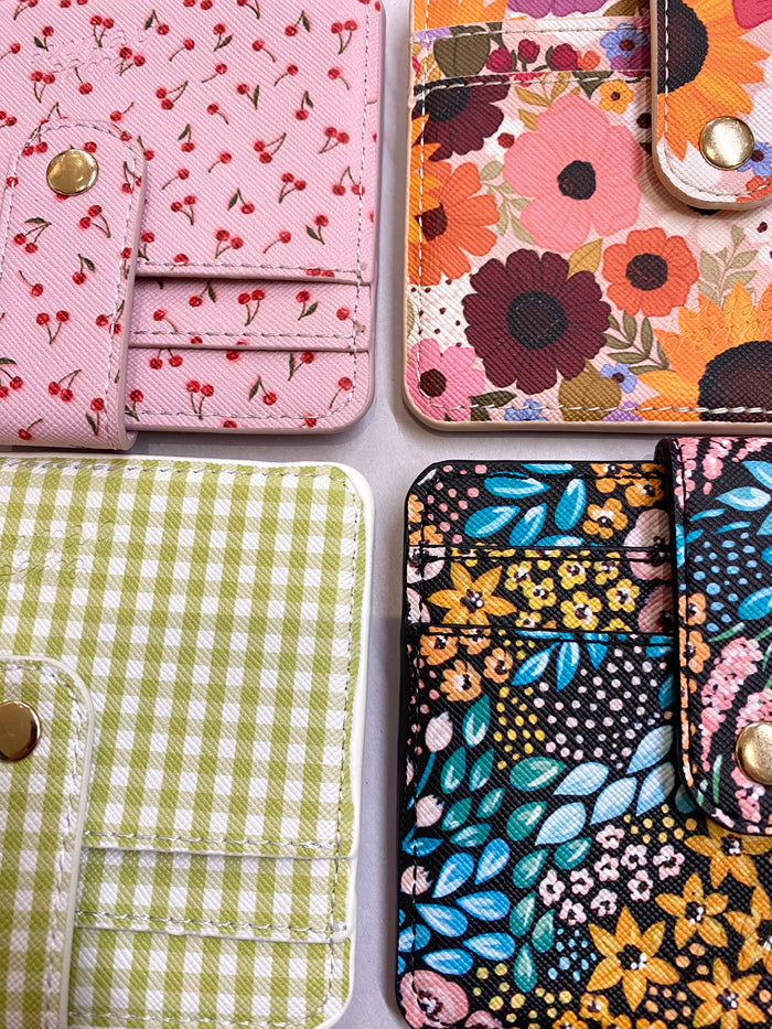 Green Gingham Card Wallet