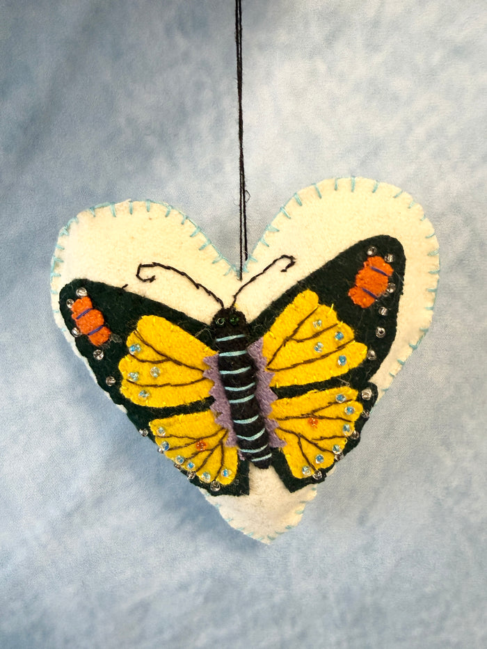 Handmade Fabric Heart with Butterfly
