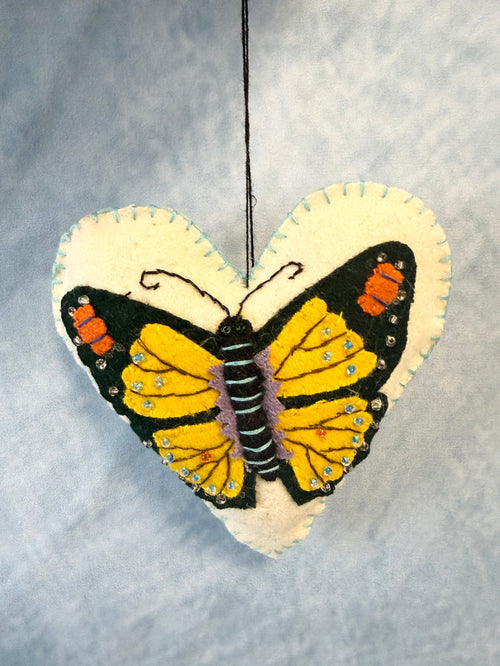 Handmade Fabric Heart with Butterfly