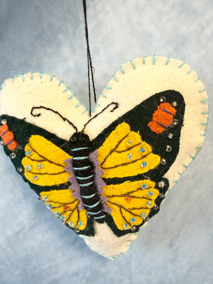 Handmade Fabric Heart with Butterfly