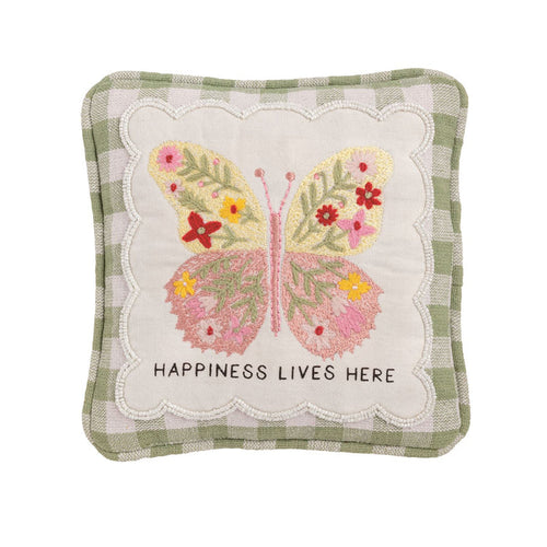 Happiness Embellished Garden Pillow