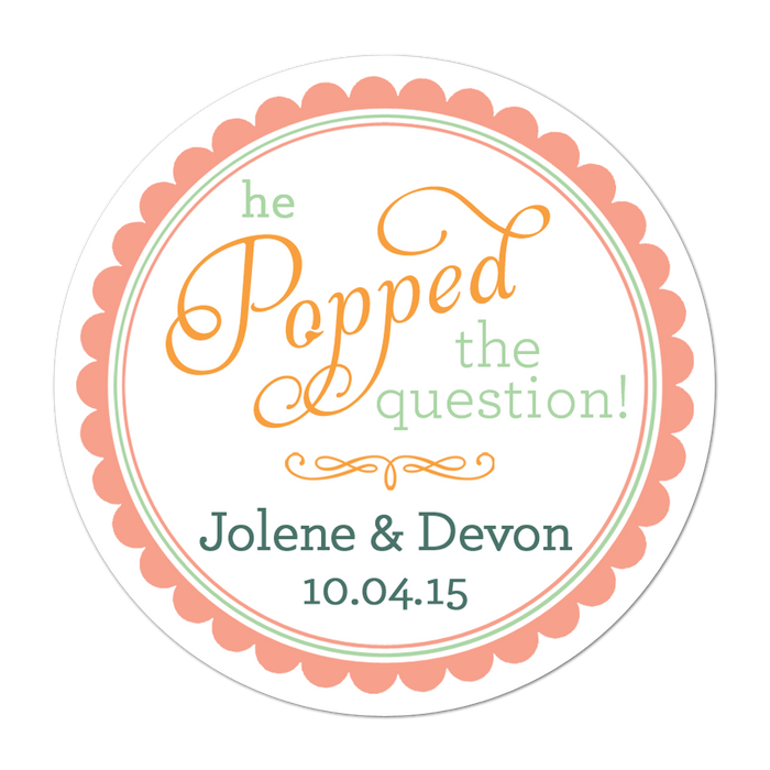 He Popped The Question Personalized Sticker Wedding Stickers - INKtropolis