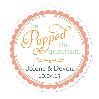 He Popped The Question Personalized Sticker Wedding Stickers - INKtropolis