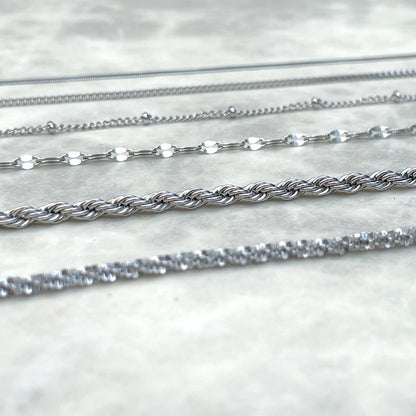Herringbone Dainty Silver Bracelets - Waterproof