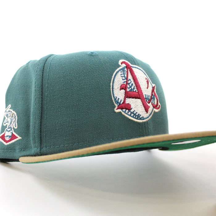 KANSAS CITY ATHLETICS Elephant New Era 59Fifty Fitted Hat (Pine Khaki Green Under Brim)