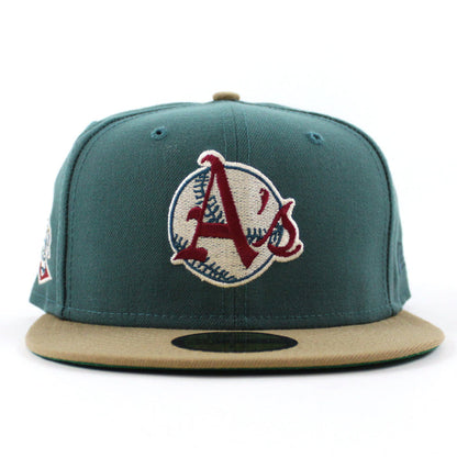 KANSAS CITY ATHLETICS Elephant New Era 59Fifty Fitted Hat (Pine Khaki Green Under Brim)