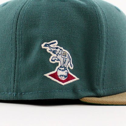 KANSAS CITY ATHLETICS Elephant New Era 59Fifty Fitted Hat (Pine Khaki Green Under Brim)