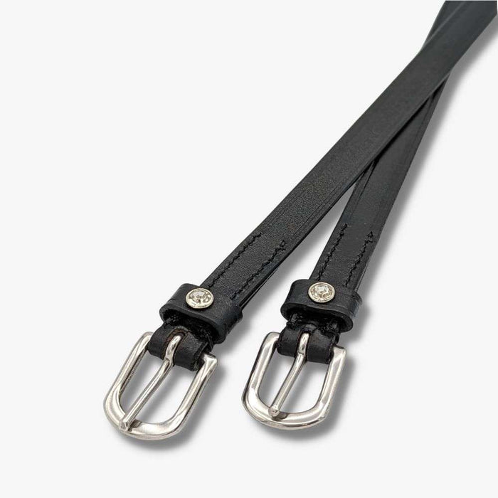 single crystal ladies leather spur straps black