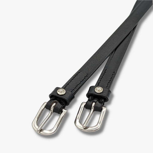 single crystal ladies leather spur straps black