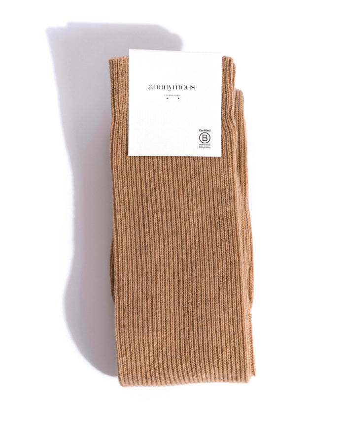 Lanai knee-high cashmere socks 70% wool 30% cashmere Camel - Anonymous Copenhagen Socks