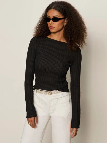 Boatneck Textured Top