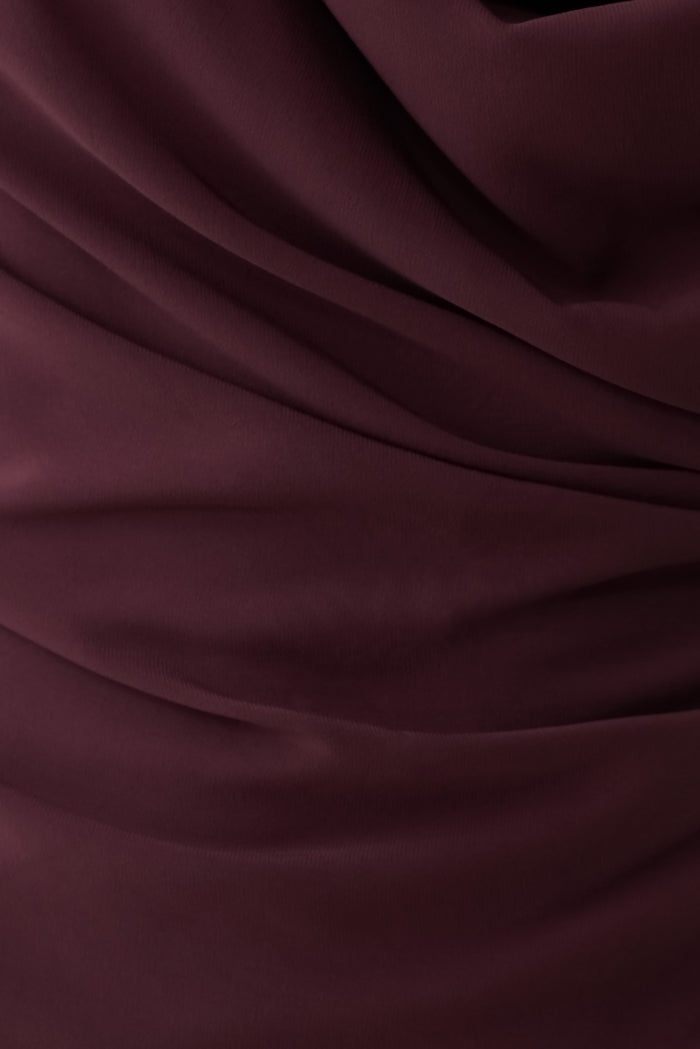 Lucile Cowl Drape Satin Mini Dress - Plum