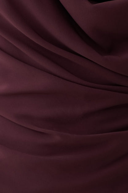 Lucile Cowl Drape Satin Mini Dress - Plum