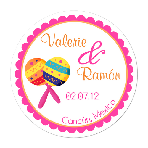 Maracas Fiesta Personalized Sticker Wedding Stickers - INKtropolis