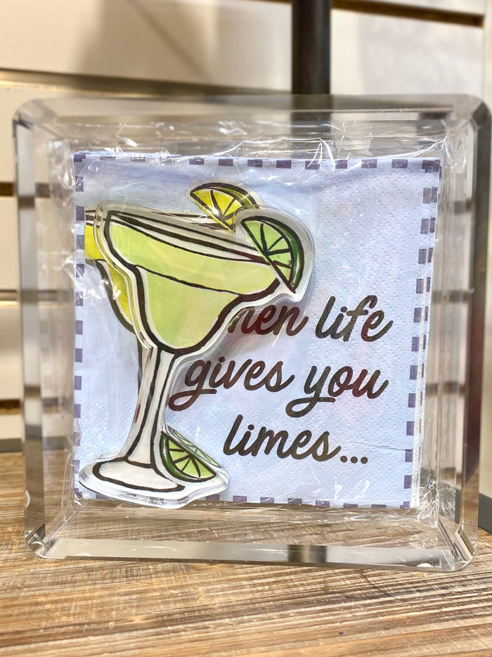 Margarita Acrylic Napkin Caddy & Weight Set