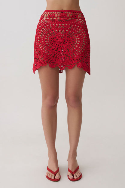 Marvin Crochet Mini Skirt - Red
