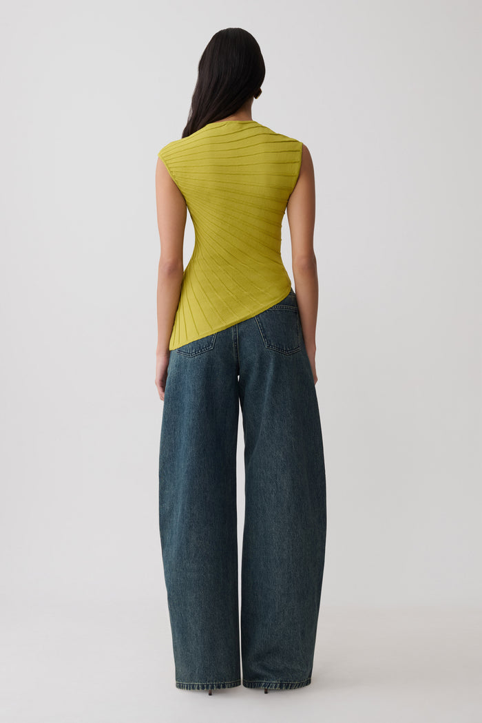 Marylee Knit Ribbed Sleeveless Top - Olive