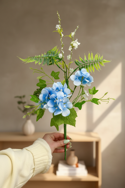 Mixed Blue Hydrangea Ivy Spray