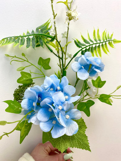 Mixed Blue Hydrangea Ivy Spray