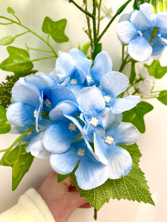 Mixed Blue Hydrangea Ivy Spray