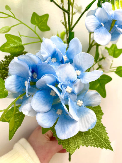 Mixed Blue Hydrangea Ivy Spray