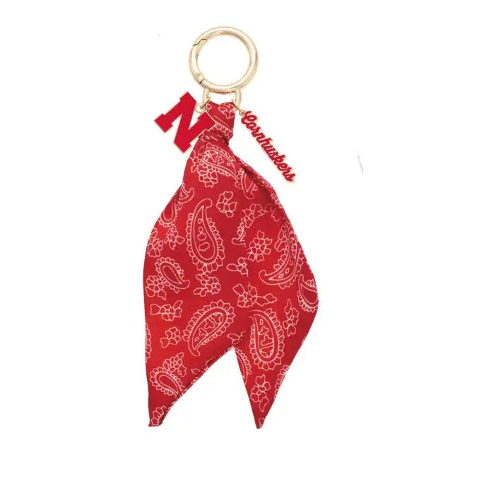 Canvas Style Nebraska Cornhuskers gold bandana bag charm for everyday gift from Magnolias Home Decor