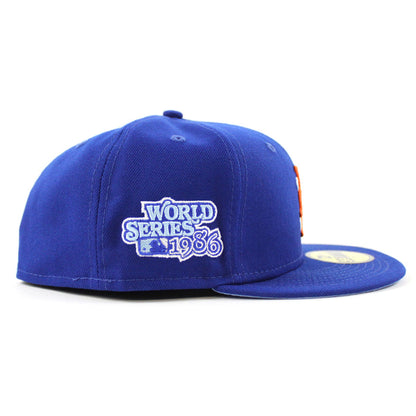New York Mets COMIC CLOUD 1986 World Series New Era 59Fifty Fitted Hat (Team Color Sky Blue UnderBrim)