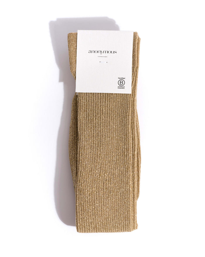 Noa mid calf glitter socks 52% nylon 48% polyester Gold - Anonymous Copenhagen Socks