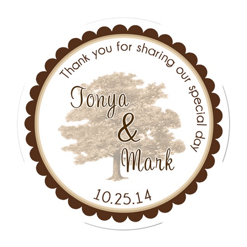Oak Tree Personalized Sticker Wedding Stickers - INKtropolis