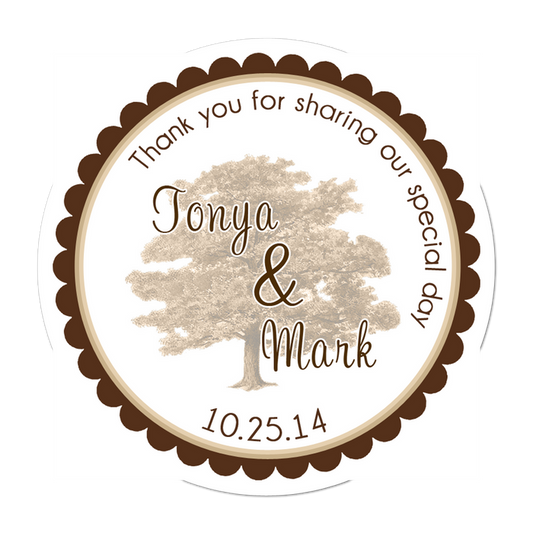 Oak Tree Personalized Sticker Wedding Stickers - INKtropolis