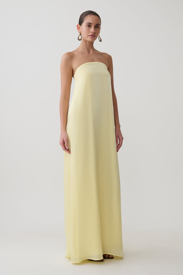 Olivia Strapless Maxi Dress - Lemon