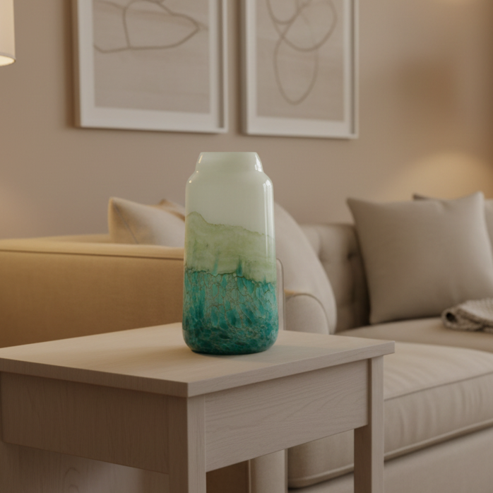 Ombre Green Decorative Glass Vase