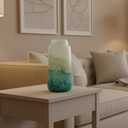 Ombre Green Decorative Glass Vase