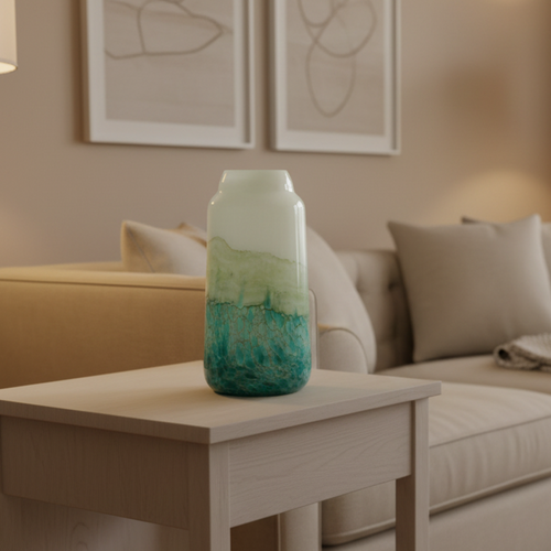 Ombre Green Decorative Glass Vase