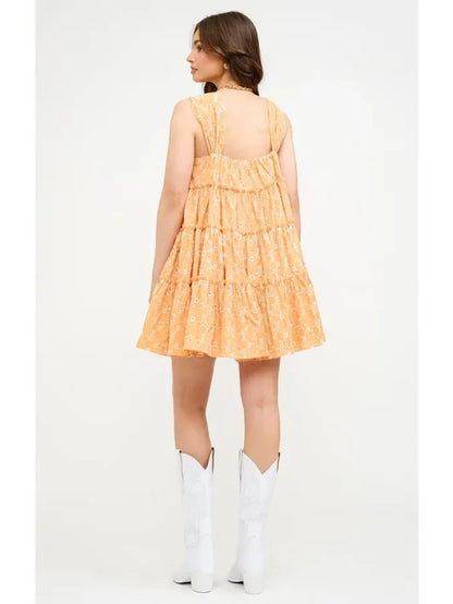 Orange Mini Embroidered Dress