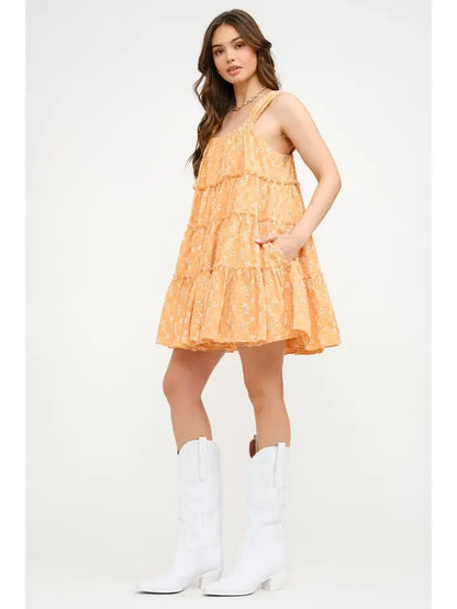 Orange Mini Embroidered Dress